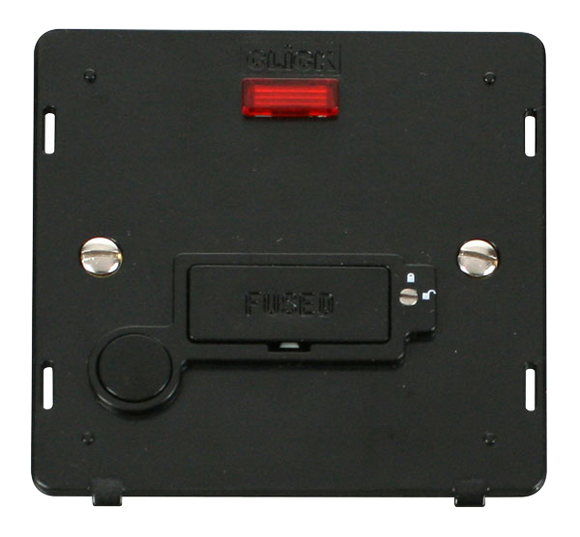 Click® Scolmore Definity™ SIN253BK 13A Lockable FCU With Neon Insert   Black Insert