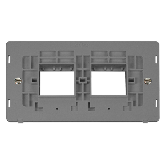 Click® Scolmore Definity™ SIN404GY 2 Gang MiniGrid® Unfurnished Plate Insert - 2 x 2 Apertures   Grey Insert