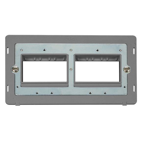 Click® Scolmore Definity™ SIN406GY 2 Gang MiniGrid® Unfurnished Plate Insert - 2 x 3 Apertures   Grey Insert