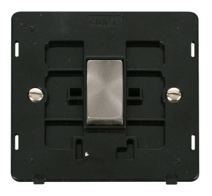 Click® Scolmore Definity™ SIN411BKBS 10AX Ingot 1 Gang 2 Way Switch Insert  Brushed Stainless Black Insert