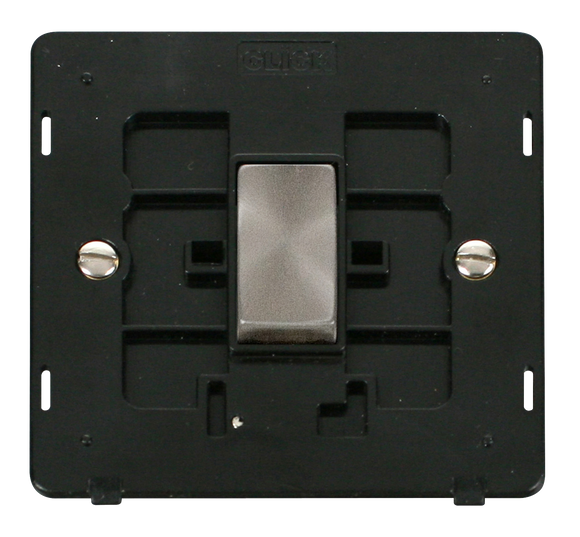 Click® Scolmore Definity™ SIN411BKBS 10AX Ingot 1 Gang 2 Way Switch Insert  Brushed Stainless Black Insert