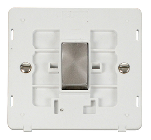 Click® Scolmore Definity™ SIN411PWBS 10AX Ingot 1 Gang 2 Way Switch Insert  Brushed Stainless Polar White Insert