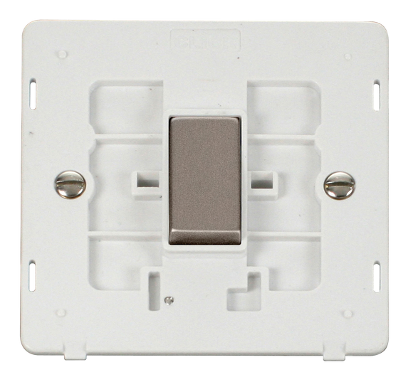 Click® Scolmore Definity™ SIN411PWSS 10AX Ingot 1 Gang 2 Way Switch Insert  Stainless Steel Polar White Insert