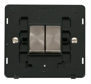 Click® Scolmore Definity™ SIN412BKBS 10AX Ingot 2 Gang 2 Way Switch Insert  Brushed Stainless Black Insert
