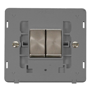 Click® Scolmore Definity™ SIN412GYBS 10AX Ingot 2 Gang 2 Way Switch Insert  Brushed Stainless Grey Insert