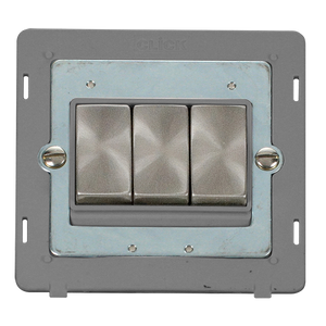 Click® Scolmore Definity™ SIN413GYBS 10AX Ingot 3 Gang 2 Way Switch Insert  Brushed Stainless Grey Insert