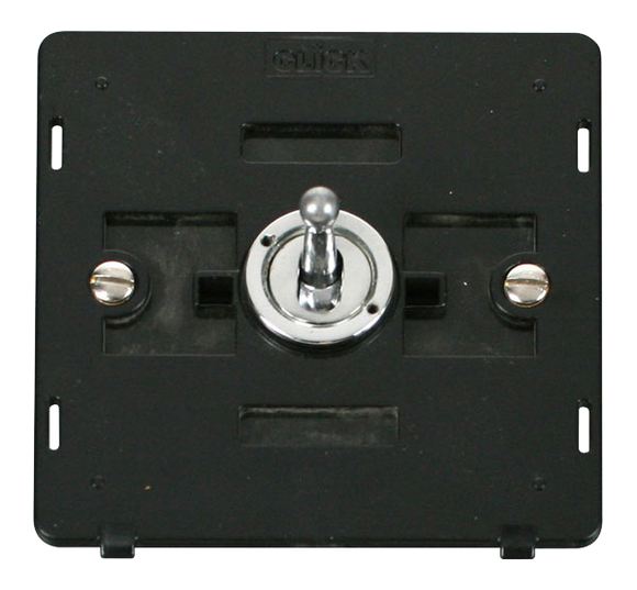 Click® Scolmore Definity™ SIN420CH 10AX 1 Gang Intermediate Toggle Switch Insert  Polished Chrome Black Insert