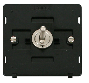 Click® Scolmore Definity™ SIN420PN 10AX 1 Gang Intermediate Toggle Switch Insert  Pearl Nickel Black Insert