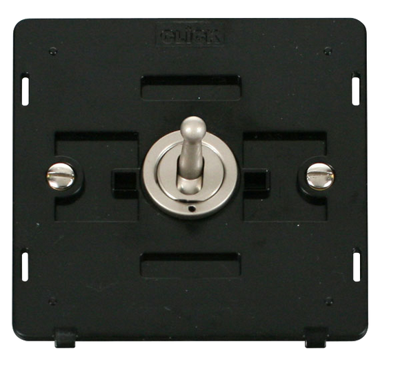 Click® Scolmore Definity™ SIN421PN 10AX 1 Gang 2 Way Toggle Switch Insert  Pearl Nickel Black Insert