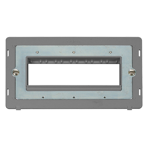 Click® Scolmore Definity™ SIN426GY 2 Gang MiniGrid® Unfurnished Plate Insert - 6 In-Line Apertures   Grey Insert