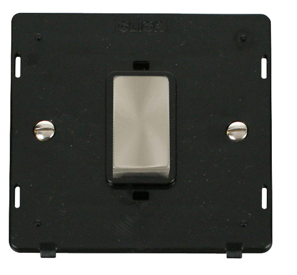 Click® Scolmore Definity™ SIN500BKBS 45A Ingot 1 Gang DP Switch Insert  Brushed Stainless Black Insert