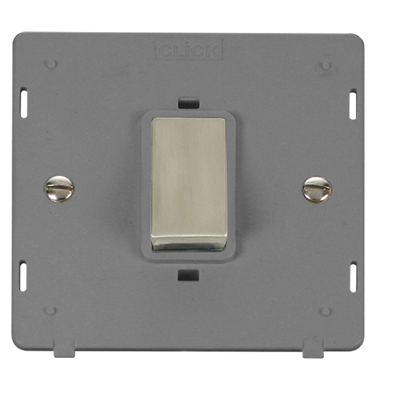 Click® Scolmore Definity™ SIN500GYSS 45A Ingot 1 Gang DP Switch Insert  Stainless Steel Grey Insert
