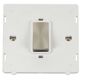 Click® Scolmore Definity™ SIN500PWBS 45A Ingot 1 Gang DP Switch Insert  Brushed Stainless Polar White Insert