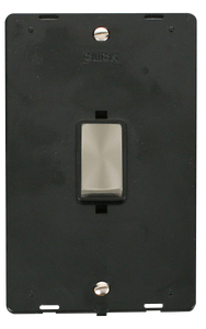 Click® Scolmore Definity™ SIN502BKBS 45A Ingot 2 Gang DP Switch Insert  Brushed Stainless Black Insert