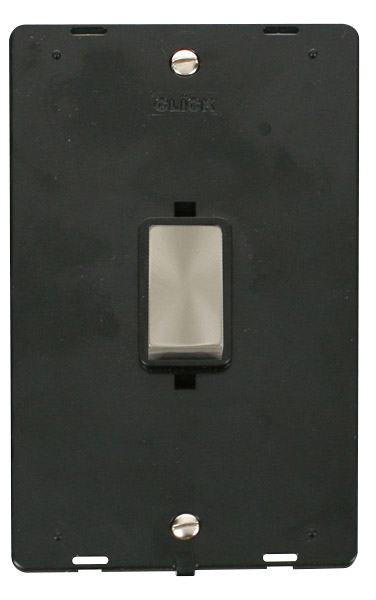 Click® Scolmore Definity™ SIN502BKBS 45A Ingot 2 Gang DP Switch Insert  Brushed Stainless Black Insert