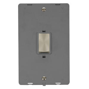 Click® Scolmore Definity™ SIN502GYBS 45A Ingot 2 Gang DP Switch Insert  Brushed Stainless Grey Insert