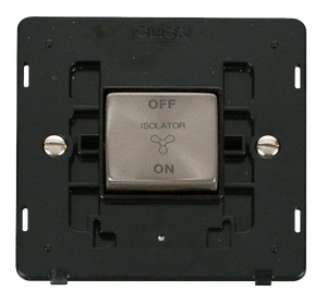 Click® Scolmore Definity™ SIN520BKBS 10A Ingot 3 Pole Fan Isolation Switch Insert  Brushed Stainless Black Insert
