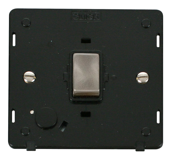 Click® Scolmore Definity™ SIN522BKBS 20A Ingot DP Switch Insert  Brushed Stainless Black Insert
