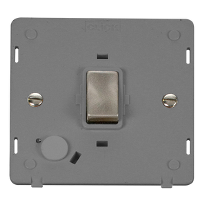 Click® Scolmore Definity™ SIN522GYBS 20A Ingot DP Switch Insert  Brushed Stainless Grey Insert