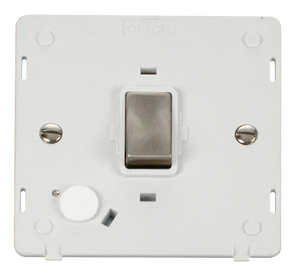 Click® Scolmore Definity™ SIN522PWBS 20A Ingot DP Switch Insert  Brushed Stainless Polar White Insert
