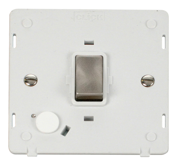 Click® Scolmore Definity™ SIN522PWBS 20A Ingot DP Switch Insert  Brushed Stainless Polar White Insert