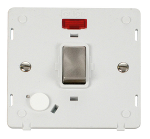 Click® Scolmore Definity™ SIN523PWBS 20A Ingot DP Switch With Neon Insert  Brushed Stainless Polar White Insert