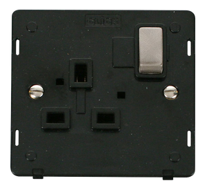 Click® Scolmore Definity™ SIN535BKBS 13A Ingot 1 Gang DP Switched Socket Insert  Brushed Stainless Black Insert