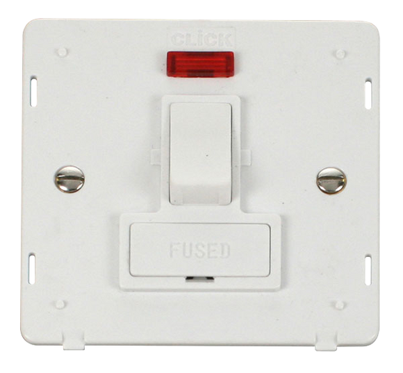 Click® Scolmore Definity™ SIN652PW 13A Switched FCU With Neon Insert   Polar White Insert