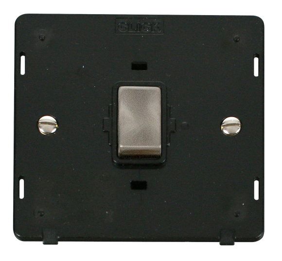 Click® Scolmore Definity™ SIN722BKBS 20A Ingot DP Switch Insert  Brushed Stainless Black Insert