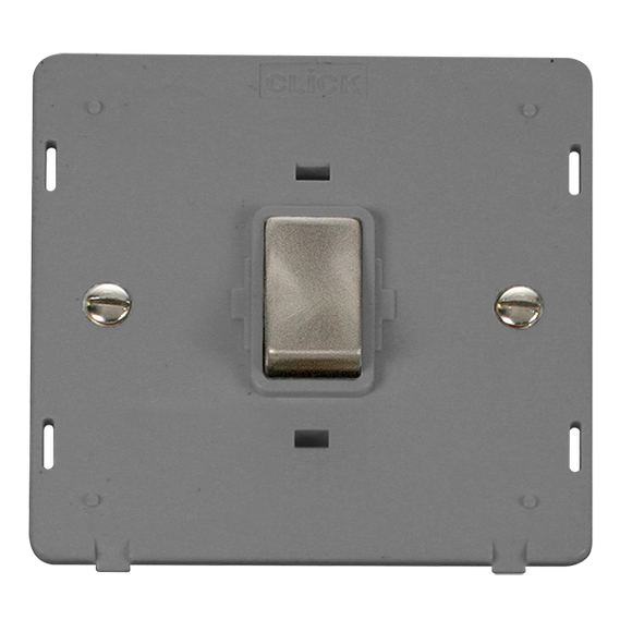 Click® Scolmore Definity™ SIN722GYBS 20A Ingot DP Switch Insert  Brushed Stainless Grey Insert