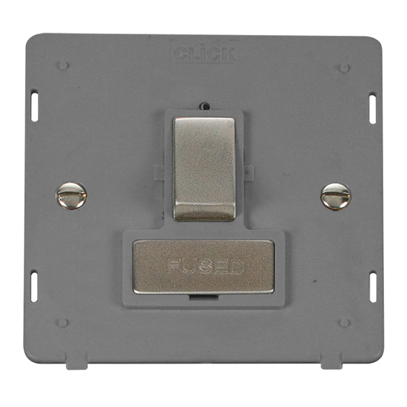 Click® Scolmore Definity™ SIN751GYSS 13A Ingot Switched FCU Insert  Stainless Steel Grey Insert