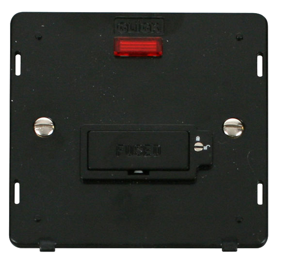 Click® Scolmore Definity™ SIN853BK 13A Lockable FCU With Neon Insert   Black Insert