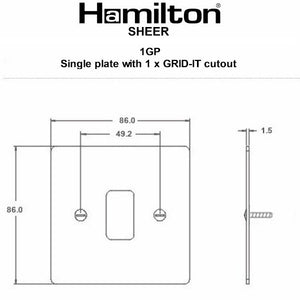 Hamilton 8WP1GP Sheer Grid-IT Primed White 1 Gang Grid Fix Aperture Plate with Grid Insert