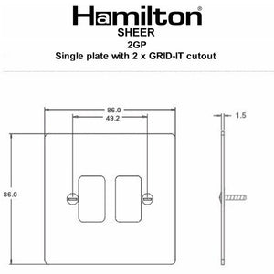 Hamilton 8WP2GP Sheer Grid-IT Primed White 2 Gang Grid Fix Aperture Plate with Grid Insert