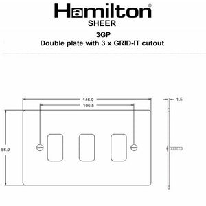 Hamilton 8WP3GP Sheer Grid-IT Primed White 3 Gang Grid Fix Aperture Plate with Grid Insert