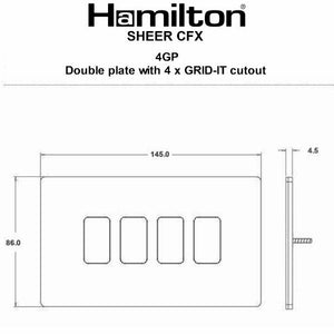 Hamilton 8MWC4GP Sheer CFX Grid-IT Matt White 4 Gang Grid Fix Aperture Plate with Grid Insert