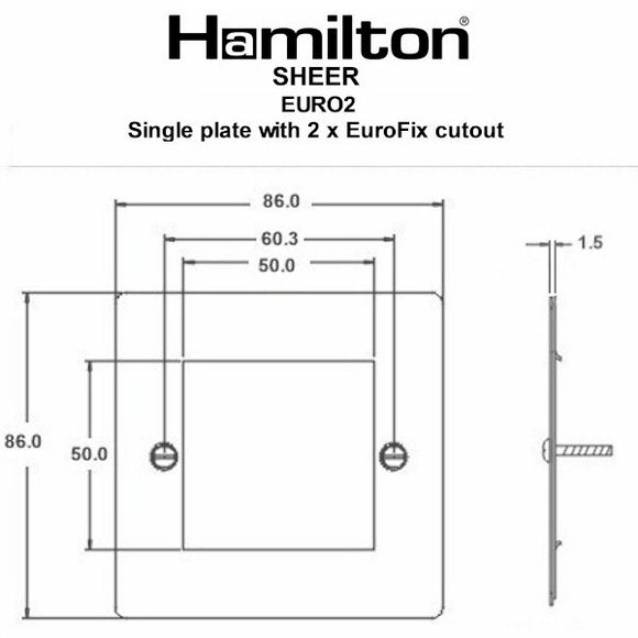 Hamilton 8MBEURO2 Sheer EuroFix Matt Black Single Plate complete with 2 EuroFix Apertures 50x50mm and Grid - NOT Suitable for Over Painting Insert