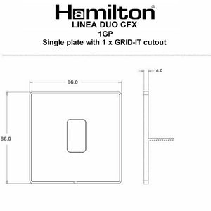 Hamilton LD1GPEB-EB Linea-Duo CFX Etrium Bronze Frame/Etrium Bronze Front 1 Gang Grid Fix Aperture Plate with Grid Insert