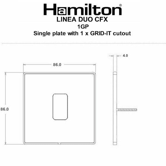 Hamilton LD1GPEB-EB Linea-Duo CFX Etrium Bronze Frame/Etrium Bronze Front 1 Gang Grid Fix Aperture Plate with Grid Insert