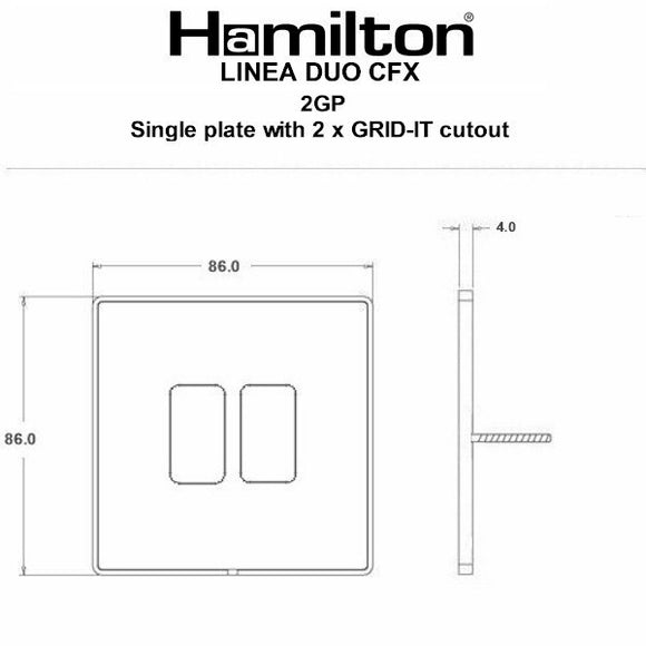 Hamilton LD2GPCB-CB Linea-Duo CFX Copper Bronze Frame/Copper Bronze Front 2 Gang Grid Fix Aperture Plate with Grid Insert