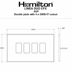 Hamilton LD4GPEB-EB Linea-Duo CFX Etrium Bronze Frame/Etrium Bronze Front 4 Gang Grid Fix Aperture Plate with Grid Insert