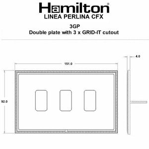 Hamilton LPX3GPEB-EB Linea-Perlina CFX Grid-IT Etrium Bronze Frame/Etrium Bronze Front 3 Gang Grid Fix Aperture Plate with Grid Insert