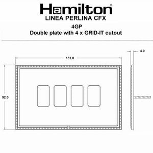 Hamilton LPX4GPHB-HB Linea-Perlina CFX Grid-IT Connaught Bronze Frame/Connaught Bronze Front 4 Gang Grid Fix Aperture Plate with Grid Insert