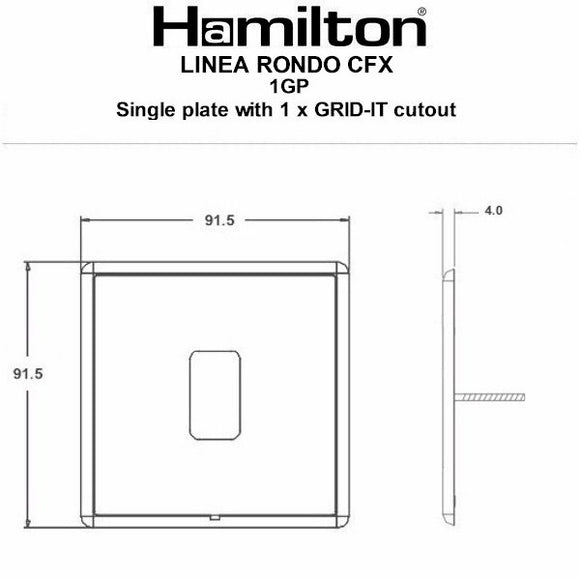 Hamilton LRX1GPHB-HB Linea-Rondo CFX Grid-IT Connaught Bronze Frame/Connaught Bronze Front 1 Gang Grid Fix Aperture Plate with Grid Insert - www.fancysockets.shop