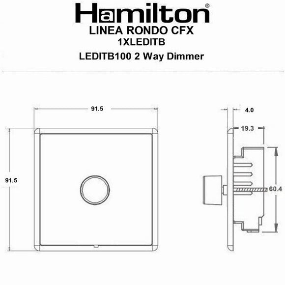 Hamilton LRX1XLEDITB100HB-HB Linea-Rondo CFX Connaught Bronze Frame/Connaught Bronze 1g 100W LED 2 Way Push On/Off Rotary Dimmer Connaught Bronze Insert - www.fancysockets.shop