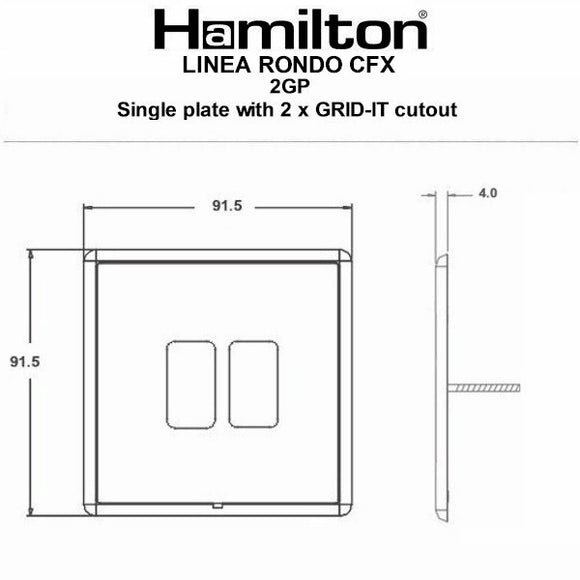Hamilton LRX2GPEB-EB Linea-Rondo CFX Grid-IT Etrium Bronze Frame/Etrium Bronze Front 2 Gang Grid Fix Aperture Plate with Grid Insert - www.fancysockets.shop