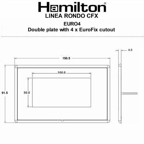 Hamilton LRXEURO4EB-EB Linea-Rondo CFX EuroFix Etrium Bronze Frame/Etrium Bronze Front Double Plate complete with 4 EuroFix Apertures 100x50mm and Grid Insert - www.fancysockets.shop