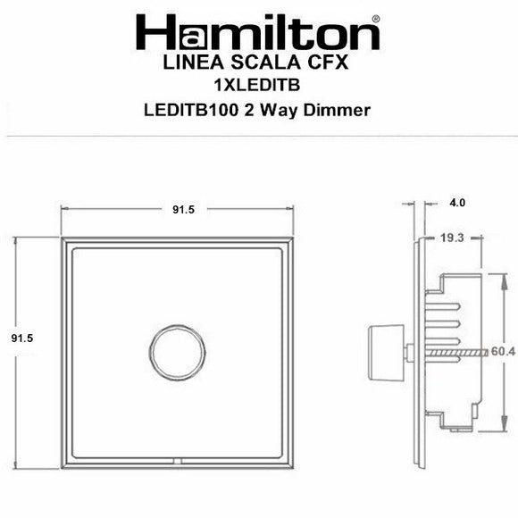 Hamilton LSX1XLEDITB100CB-CB Linea-Scala CFX Copper Bronze Frame/Copper Bronze 1g 100W LED 2 Way Push On/Off Rotary Dimmer Copper Bronze Insert