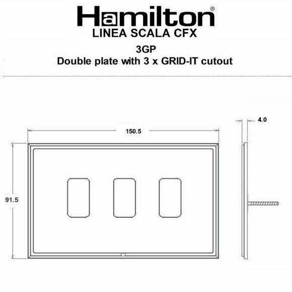 Hamilton LSX3GPCB-CB Linea-Scala CFX Grid-IT Copper Bronze Frame/Copper Bronze Front 3 Gang Grid Fix Aperture Plate with Grid Insert