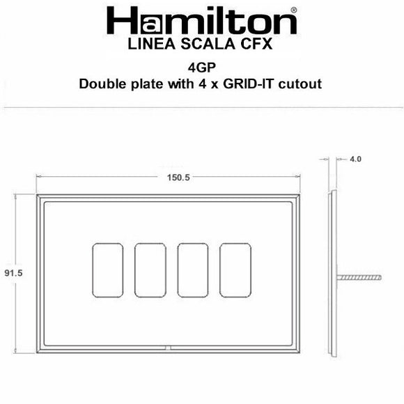 Hamilton LSX4GPEB-EB Linea-Scala CFX Grid-IT Etrium Bronze Frame/Etrium Bronze Front 4 Gang Grid Fix Aperture Plate with Grid Insert